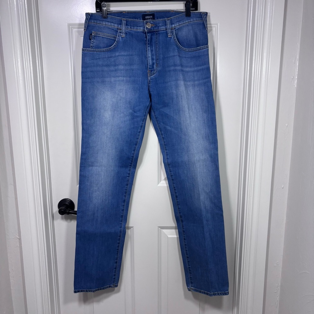 Armani Jeans J45 Slim Straight Leg Denim Jeans Men’s 32 Light Wash 7V6J45
